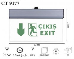 Cata CT9177 Exit Acil Çıkış Armatürü - 1