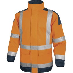 Delta Plus Easyview PU Kaplı Polyester Yüksek Görünürlüklü Parka Turuncu Lacivert - 1