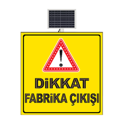 MFK Dikkat Fabrika Çıkışı Güneş Enerjili Flaşörlü Ledli Levha 9643 - 1