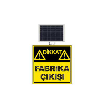 Dikkat Fabrika Çıkışı Güneş Enerjili Flaşörlü Ledli Levha MFK9631 - 1