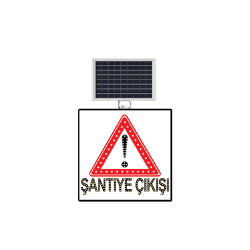 Dikkat Şantiye Çıkışı Solarlı Akülü Güneş Enerjili Levha MFK9622 - 1