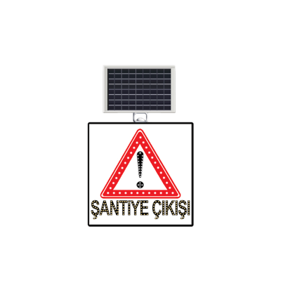 Dikkat Şantiye Çıkışı Solarlı Akülü Güneş Enerjili Levha MFK9622 - 1