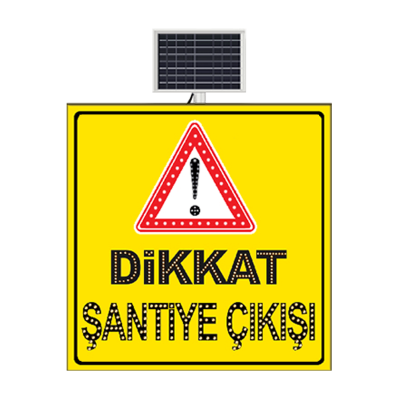 Dikkat Şantiye Çıkışı Güneş Enerjili Flaşörlü Ledli Levha MFK9644 - 1