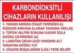 Karbondioksit Yangın Tüpü Kullanılışı Levhası - Tabelası - 1