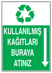 Kullanılmış Kağıtları Buraya Atınız İş Güvenliği Levhası - 1