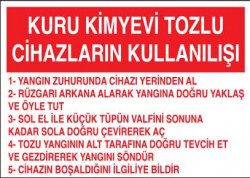 Kuru Kimyevi Tozlu Cihazların Kullanılışı Levhası - Tabelası - 1