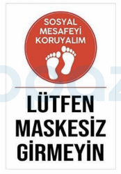 Lütfen Maskesiz Girmeyiniz Yapıştırma Stickeri - 1