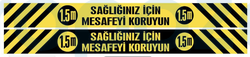 Sosyal Mesafe Yer Zemin Yapıştırma Sticker Etiket - 1