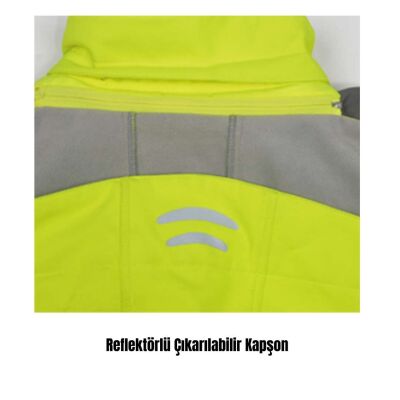 Vizwell VWJK268 Yüksek Görünürlüklü Softshell Ceket Neon Sarı - 4