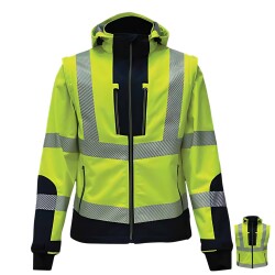 Vızwell VWJK521-S Yüksek Görünümlü Ripstop Softshell Kollar Çıkmalı Mont Neon Sarı - 1