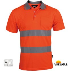 Vizwell VWPS01 Coolpas Kumaş Reflektörlü Polo İş Tshirti Neon Turuncu - 1